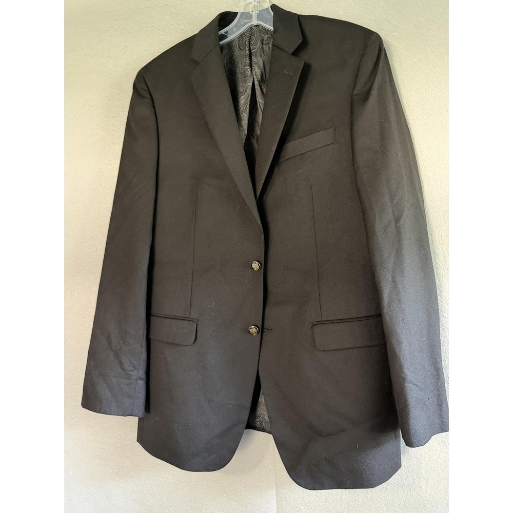 Macy's Men's Store Blazer Sport Coat Mens 40L Black Wool Cashmere Jacket